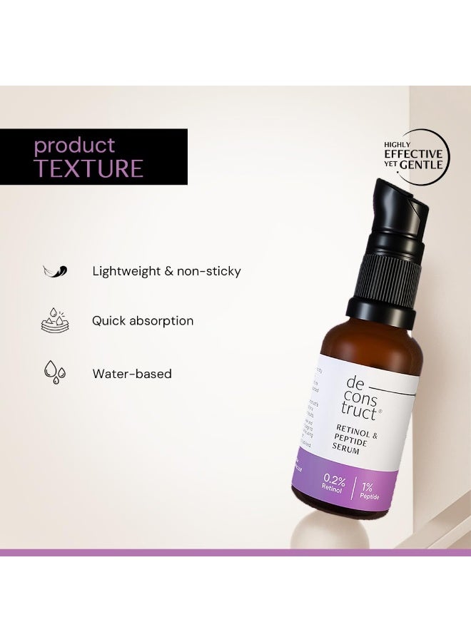 Deconstruct 0.2% Retinol Face Serum With 1% Peptide | Beginner Friendly | Anti Aging, Night Face Serum To Reduce Fine Lines & Wrinkles | For Men & Women | Beginner Friendly | 30 Ml - Image 3
